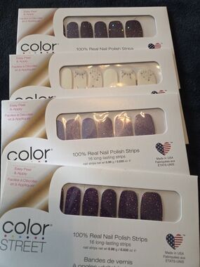 Color Street Purple Glitter Nail Strips Variety Pack